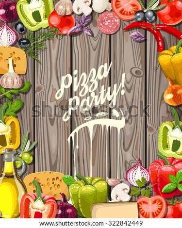 pizza party invitation ingredients pizza stock vector royalty free