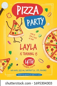 Pizza Party Invitation Template Design

