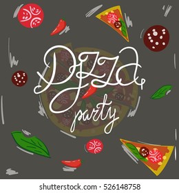 Pizza party lettering