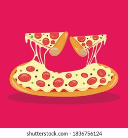 pizza party piece cheese vector illustration