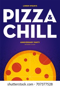 Pizza Party Template design. Pizza and Chill Concept. 