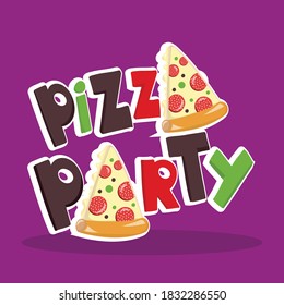 Pizza Party Texts Vector Illustration Stock Vector (Royalty Free ...