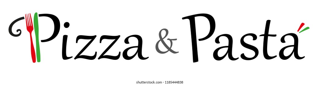 Pizza and Pasta Restaurant vertical Logo with Knife and Fork and Italian Colors