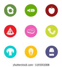 Pizza pate icons set. Flat set of 9 pizza pate vector icons for web isolated on white background