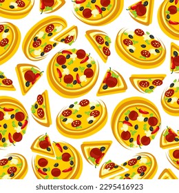 Pizza pattern background set. Collection icon pizza. Vector