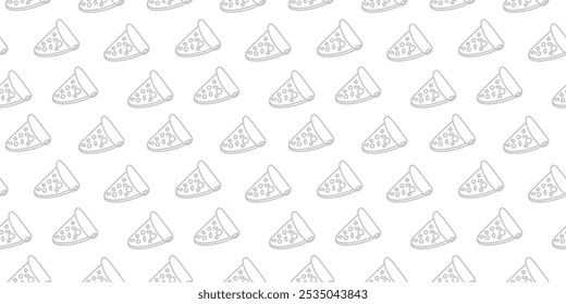 Fondo de patrón de pizza. Fondo de patrón de rebanadas de pizza. Patrón de pizza sin fisuras para el fondo de empaquetado del restaurante. Comida chatarra sin patrón.