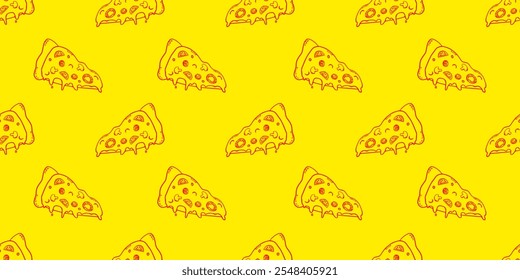 Pizza pattern background. Pizza Slices Pattern background. Pizza seamless pattern for restaurant packaging background. Junk food seamless pattern.	