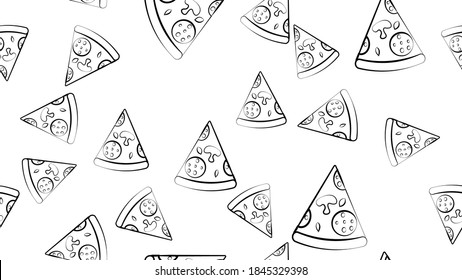 pizza pattern drawing background. Junk food seamless hand drawn for wrapping and decoration print.