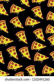 Pizza pattern, food lovers print, crazy love food background, sweet food lover