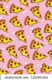 Pizza pattern, food lovers print, crazy love food background, sweet food lover