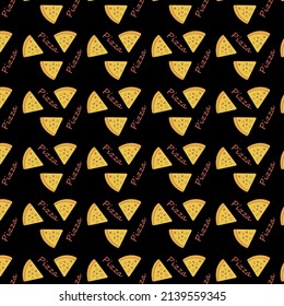 A pizza pattern on black background, vector illustration, eps 10