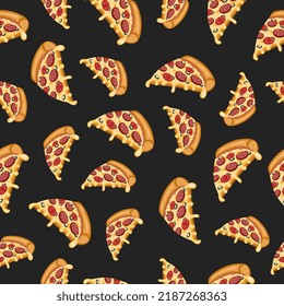 Patrón de pizza sobre fondo negro