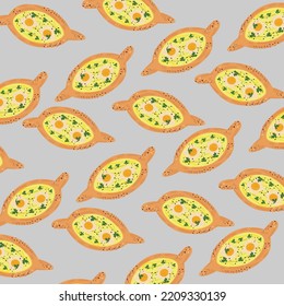 pizza pattern on gray  background. Vector fast food