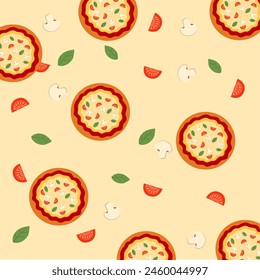 Pizza Pattern perfect for backgrounds, packaging, textiles, Food and Beverage Designs