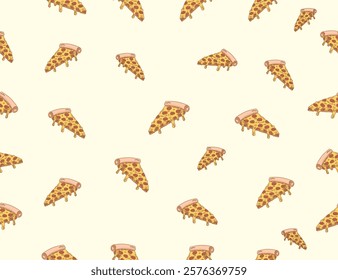 pizza pattern. Pizza seamless pattern. Pizza slice  seamless pattern. Junk food seamless pattern 