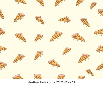 pizza pattern. Pizza seamless pattern. Pizza slice  seamless pattern. Junk food seamless pattern 