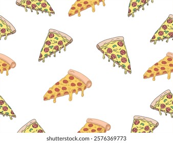 pizza pattern. Pizza seamless pattern. Pizza slice  seamless pattern. Junk food seamless pattern 