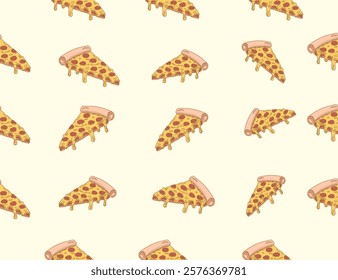 pizza pattern. Pizza seamless pattern. Pizza slice  seamless pattern. Junk food seamless pattern 