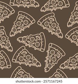 Pizza Pattern Seamless. Pizza slice vector pattern for fast food packaging 