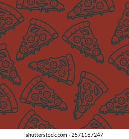 Pizza Pattern Seamless. Pizza slice vector pattern for fast food packaging 