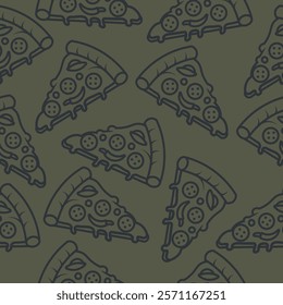 Pizza Pattern Seamless. Pizza slice vector pattern for fast food packaging 