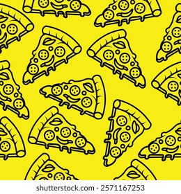 Pizza Pattern Seamless. Pizza slice vector pattern for fast food packaging 