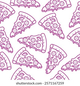 Pizza Pattern Seamless. Pizza slice vector pattern for fast food packaging 