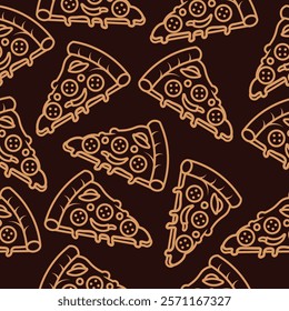 Pizza Pattern Seamless. Pizza slice vector pattern for fast food packaging 