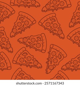 Pizza Pattern Seamless. Pizza slice vector pattern for fast food packaging 