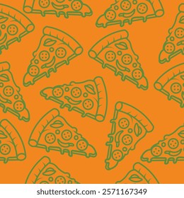 Pizza Pattern Seamless. Pizza slice vector pattern for fast food packaging 