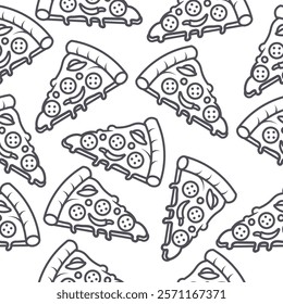 Pizza Pattern Seamless. Pizza slice vector pattern for fast food packaging 