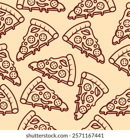 Pizza Pattern Seamless. Pizza slice vector pattern for fast food packaging 