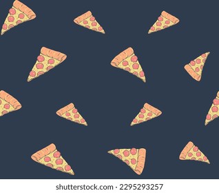 pizza pattern vector bright yellow food