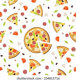 Pizza pattern.Vector seamless background.