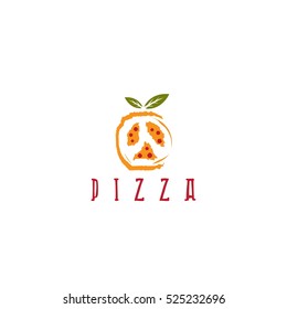 pizza in peace symbol form vector design template