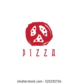 pizza in peace symbol form vector design template