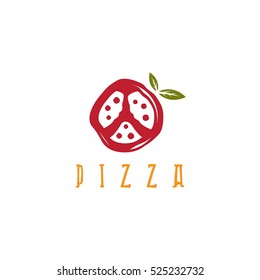 pizza in peace symbol form vector design template