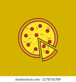 pizza with pepperoni and cheese vector illustration