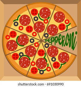 Pizza pepperoni design template. Vector illustration