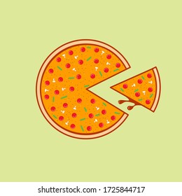 Pizza Pepperoni with green background