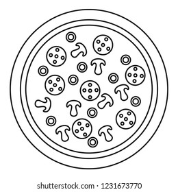 Pizza pepperoni icon. Outline pizza pepperoni vector icon for web design isolated on white background