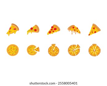 Pizza Pepperoni Illustration Element Set