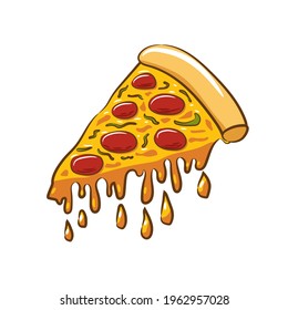 Pizza with pepperoni and melted mozzarella cheese vector image.