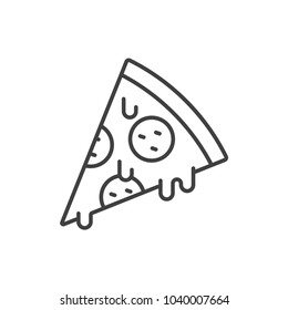 Pizza pepperoni slice line icon.