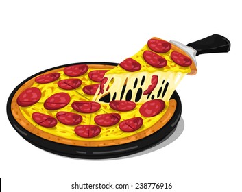 Pizza Pepperoni Slices. Vector