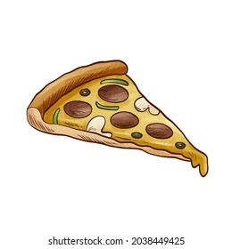Pizza pepperoni vector hand drawn illustration 
