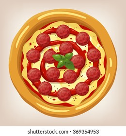 Pizza Pepperoni vector illustration. Cartoon style icon. Restaurant menu illustration. 