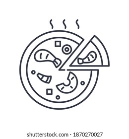 Pizza pie icon, linear isolated illustration, thin line vector, web design sign, outline concept symbol with editable stroke on white background.