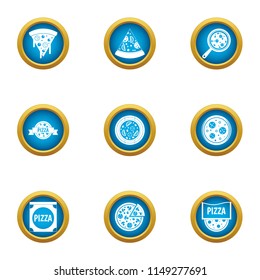 Pizza pie icons set. Flat set of 9 pizza pie vector icons for web isolated on white background