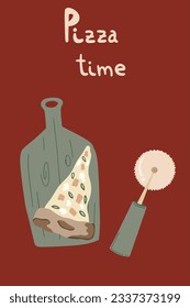 Juego de vectores dibujado a mano en pieza de pizza